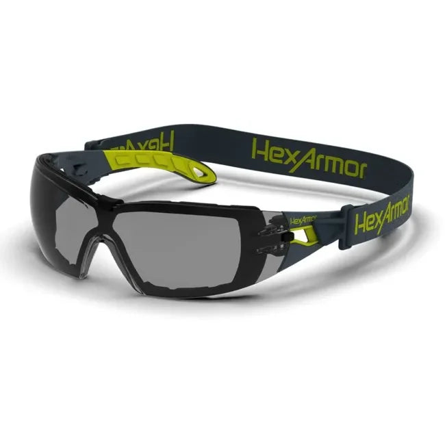 Lentes de Seguridad con Foam y Correa Ajustable, Mica Gris - HexArmor MX200G - DIBAMEX