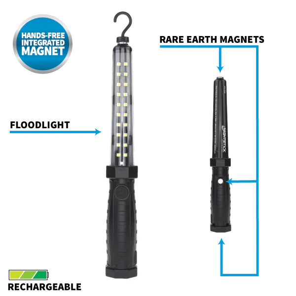 Nightstick NSR-2168B - Luz de Trabajo Recargable LED con Imanes - 600 lúmenes - DIBAMEX