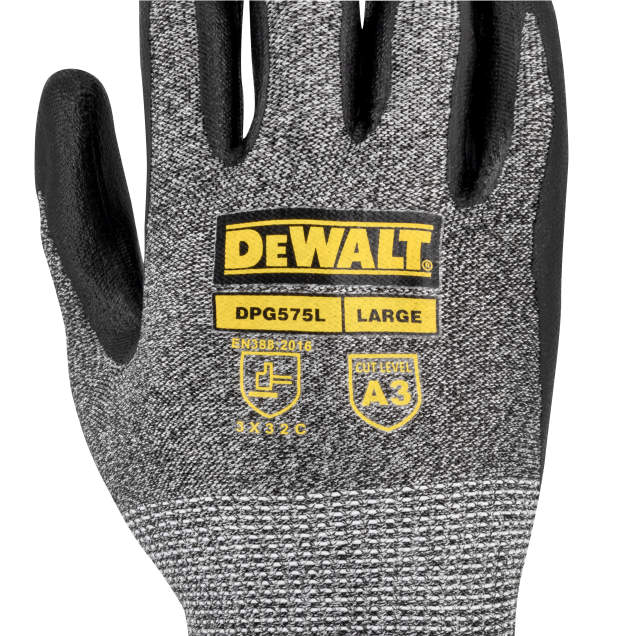 Guantes Resistentes al Corte A3 Concha de Poliéster 13G Nitrilo — Dewalt DPG575
