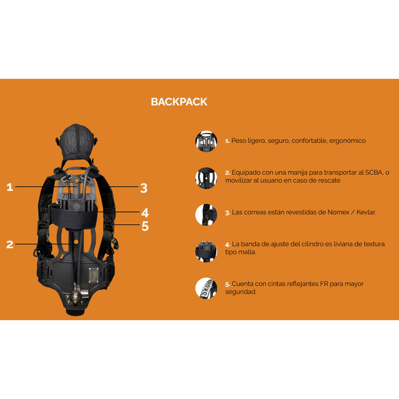 Sistema De Respiración Autónoma Phantom II SCBA 60 Minutos NFPA 2002