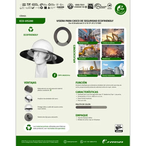 Visera para Casco de Seguridad Ala Ancha - JYRSA ECO-VIS200 | DIBAMEX