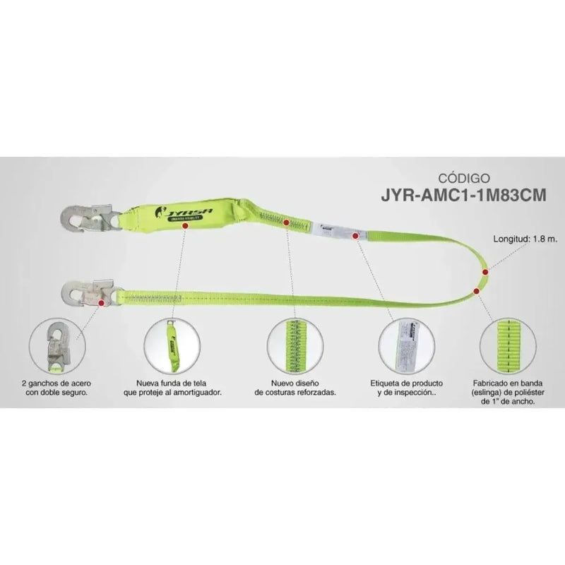 Amortiguador con Banda Linea Verde Alta Visibilidad JYRSA JYR-AMC1-1M83CM - DIBAMEX
