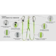 Amortiguador con Doble Banda Linea Verde Alta Visibilidad con Ganchos Grandes JYRSA JYR-AM2C1G-1M83CM - DIBAMEX