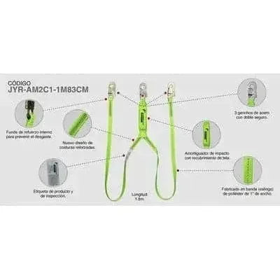 Amortiguador con Doble Banda Linea Verde Alta Visibilidad JYRSA JYR-AM2C1-1M83C - DIBAMEX