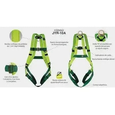 Arnés de Trabajo con Anillo "D" en espalda Alta Visibilidad JYRSA JYR-10A - DIBAMEX