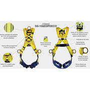 Arnés de Trabajo con Anillo "D" en Espalda, Pecho y Costados - JYRSA SS-10AEDPDECO - DIBAMEX