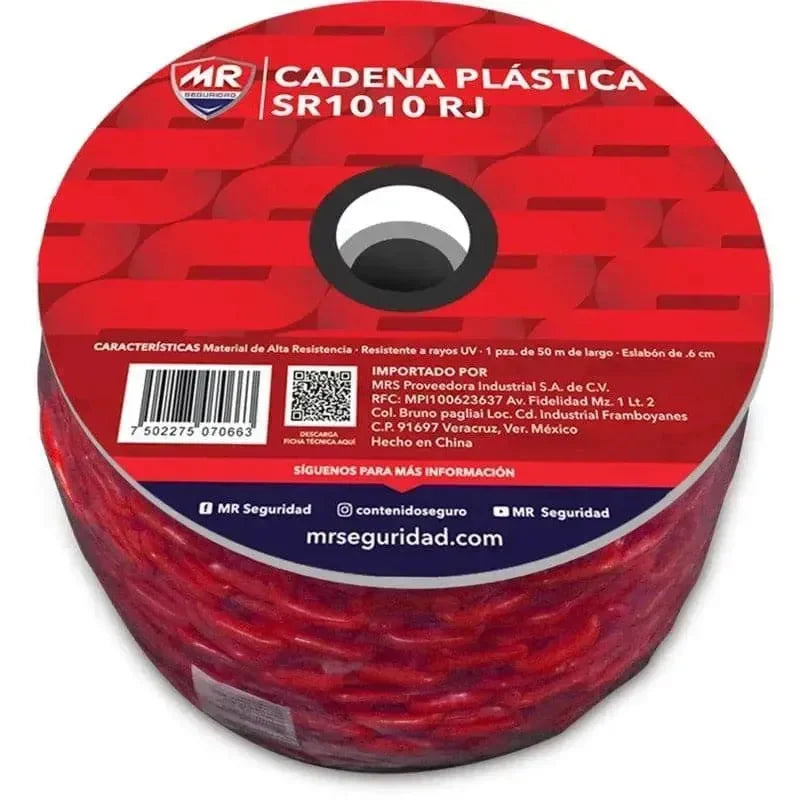 Cadena Plástica 50 Metros MR Seguridad SR1010 (Amarilla o Roja) - DIBAMEX