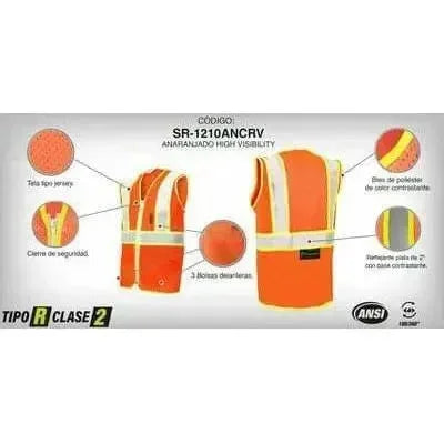 Chaleco Jersey de Alta Visibilidad ANSI TIPO R CLASE 2 - JYRSA SR-1210 - DIBAMEX