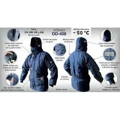 Chamarra Cazadora Térmica Premium Larga con Gorro -50°C - JYRSA DD-408 - DIBAMEX
