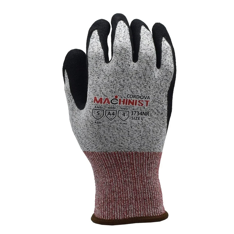 Guantes Machinist Resistente al Corte Nivel A4 con Palma de Látex Rugoso - Cordova Safety 3734NR - DIBAMEX