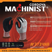 Guantes Machinist Resistente al Corte Nivel A4 con Palma de Látex Rugoso - Cordova Safety 3734NR - DIBAMEX