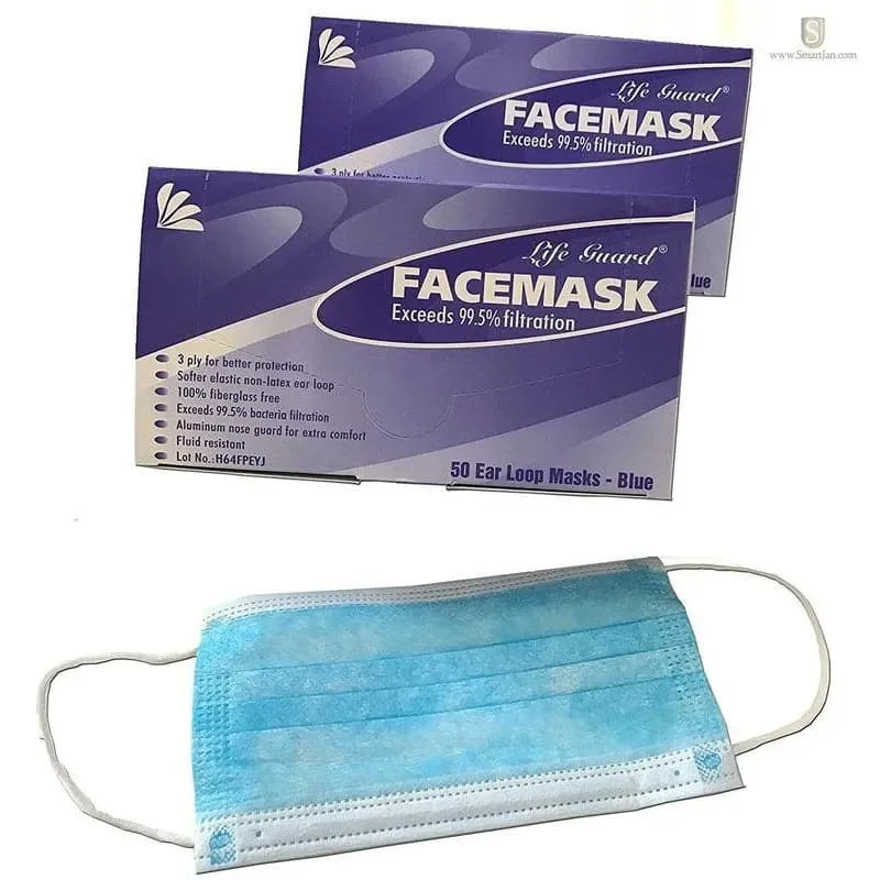Cubre Bocas Mascarillas 3 Pliegues Termoselladas Azul - Life Guard 4330 - - DIBAMEX
