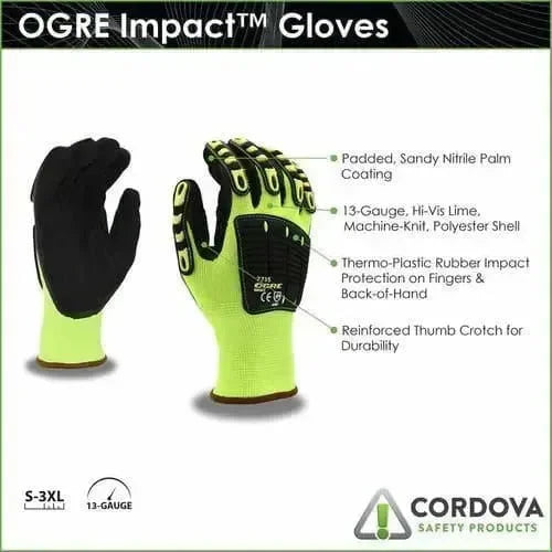 Guantes Anti Impacto OGRE con palma de Nitrilo - Cordova Safety 7735 - DIBAMEX