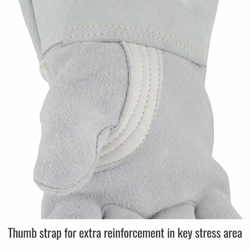 Guantes Para Soldador Black Stallion 750 - Piel de Alce Blanco Perla Con Espalda Forrada de Nomex Para Soldadura Con Varilla - DIBAMEX