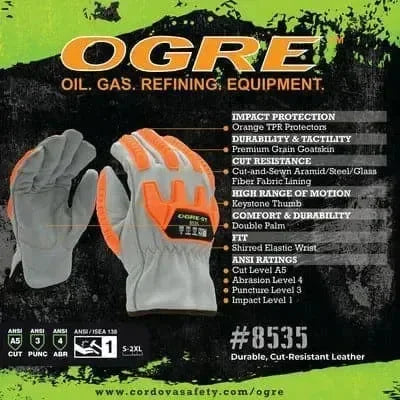 Guantes Anti Impacto de Piel Resistentes al Corte OGRE GT - Cordova Safety 8535 - DIBAMEX