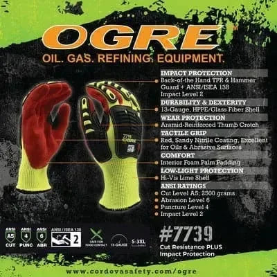 Guantes Anti Impacto Resistentes al Corte OGRE CR+ - Cordova Safety 7739 - DIBAMEX