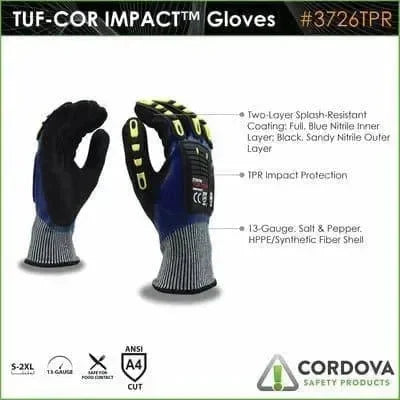 Guantes Anti Impacto Resistentes al Corte TUF-Core - Cordova Safety 3726TPR - DIBAMEX