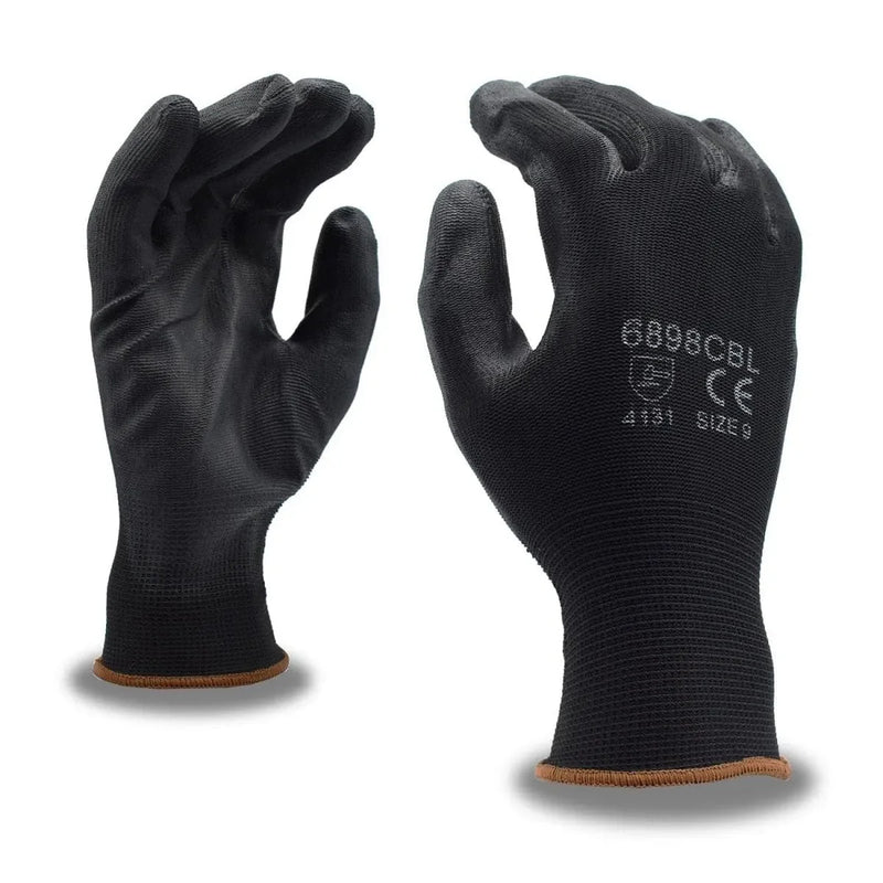 Guantes de Trabajo Poliester con Recubrimiento de Poliuretano Negro - Cordova Safety 6898CB - DIBAMEX