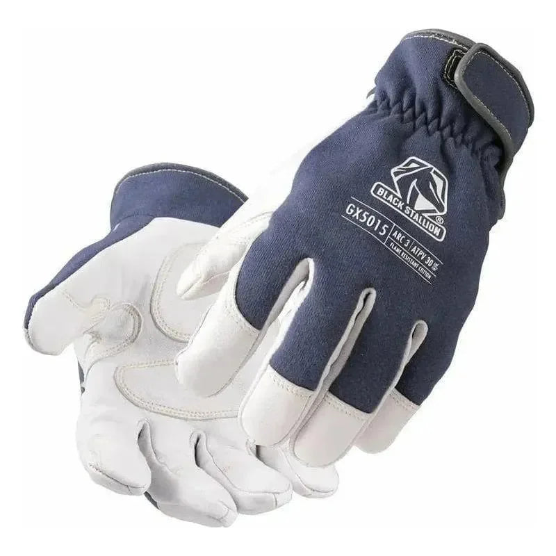 Guantes mecánicos de algodón FR y piel de cabra con clasificación ARC - Black Stallion GX5015 - DIBAMEX