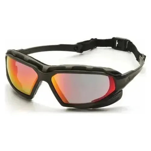 Lentes de Seguridad HIGHLANDER PLUS Rojo Espejo Anti Empaño H2X - Pyramex SBG5055DT - DIBAMEX