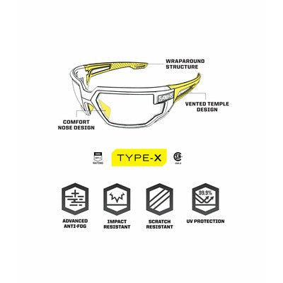 Lentes De Seguridad Táctico Mechanix Wear Type-X Anti Empaño- Seleccionar Color de Mica - DIBAMEX