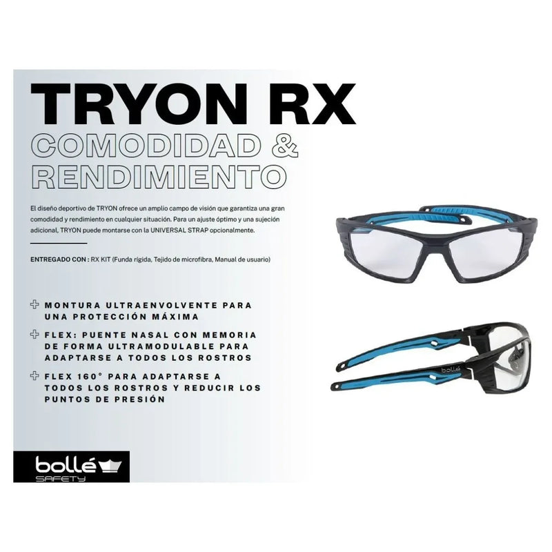 Lentes de Seguridad TRYON RX Armazón Graduable - Bolle Safety - DIBAMEX