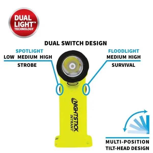 Linterna Angular INTRANT Intrínsecamente Segura, Luz Dual - Nightstick - DIBAMEX