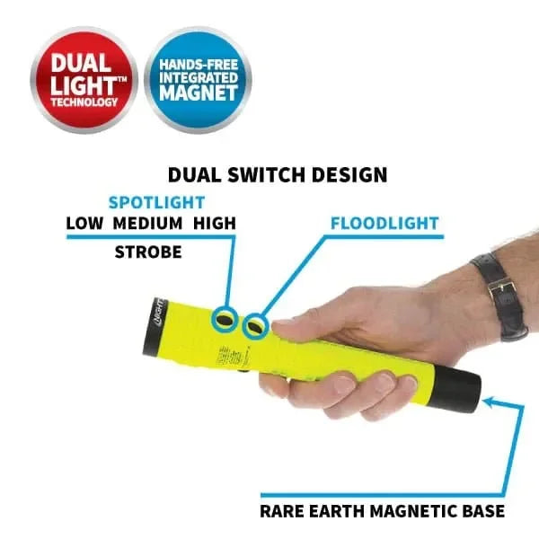 Linterna Intrínsecamente Segura Zona 1, Recargable Con Luz Dual e Imán - Nightstick - DIBAMEX