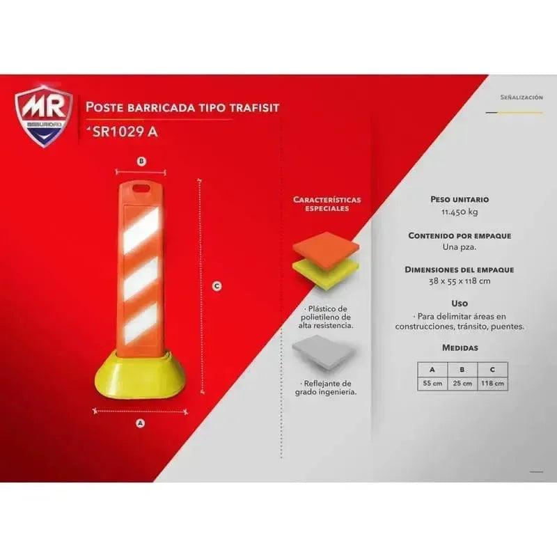 Poste Barricada Tipo Trafisit MR Seguridad SR1029-A - DIBAMEX
