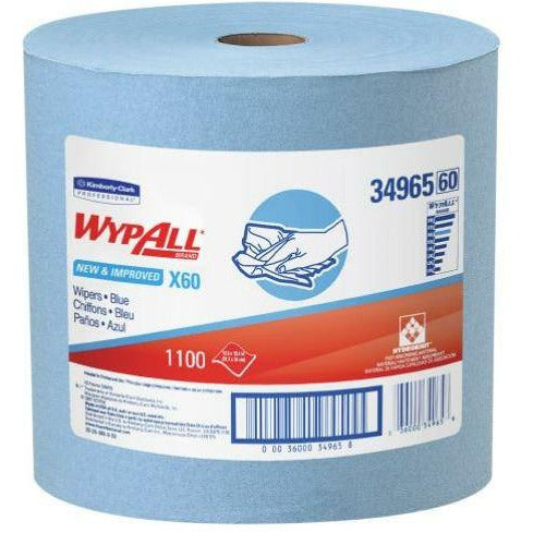 WypAll X60 Teri Rollo Jumbo de Toallas Limpiadoras, 1,100 toallas de 12" x 12" Kimberly Clark 34965 - DIBAMEX